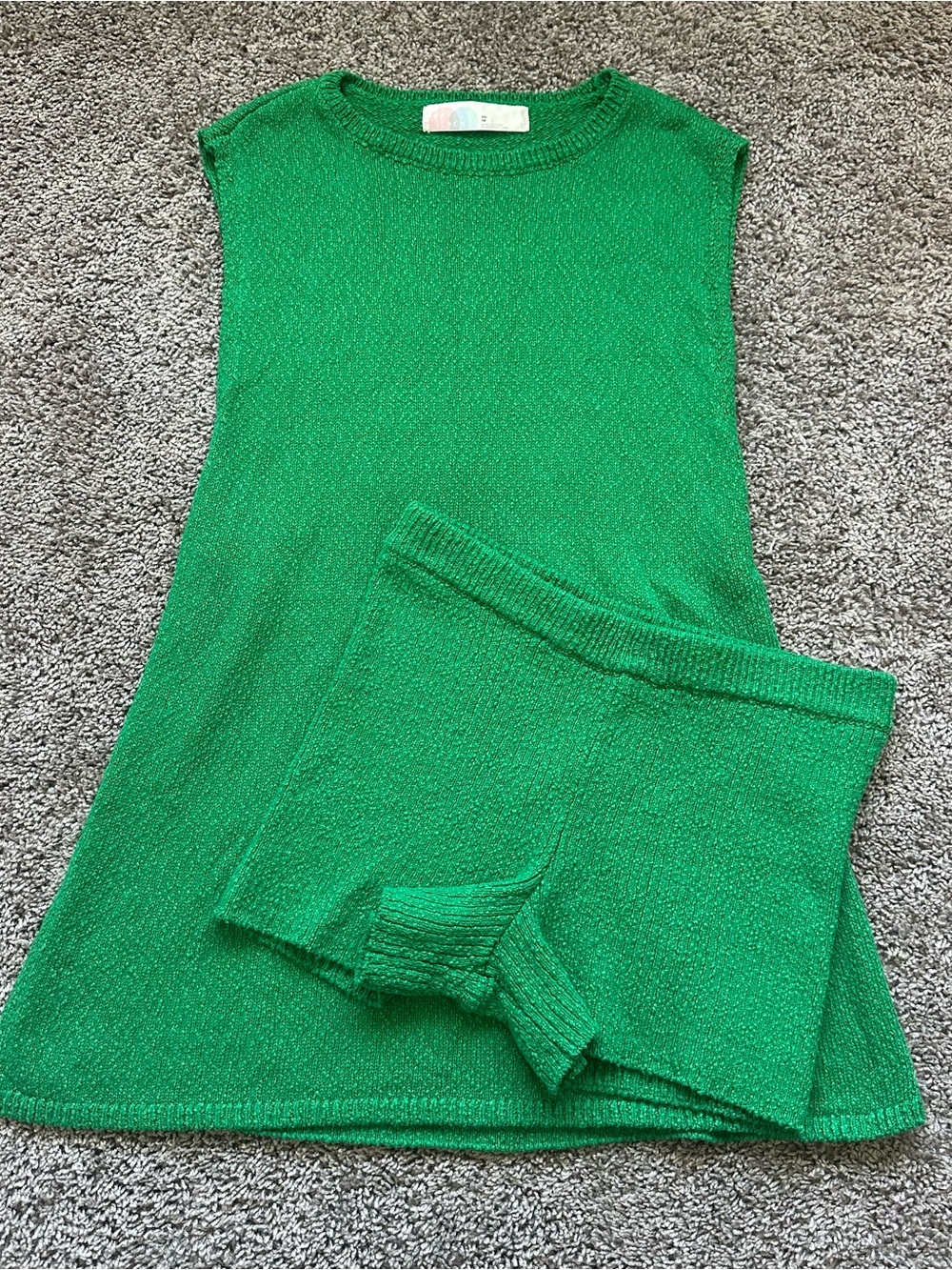 Free People Bright Green Sleeveless Knit Tunic Miranda Set